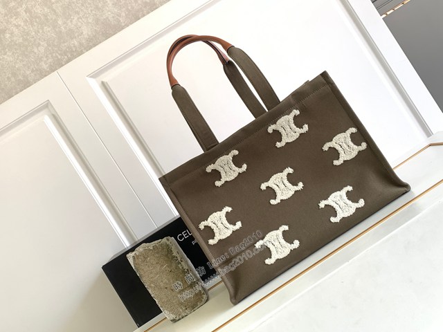 Celine專櫃Tote Cacbs2022秋冬最新系列購物包 196762 賽琳方形深褐色大號徽標logo字母托特手提包 sldj2374